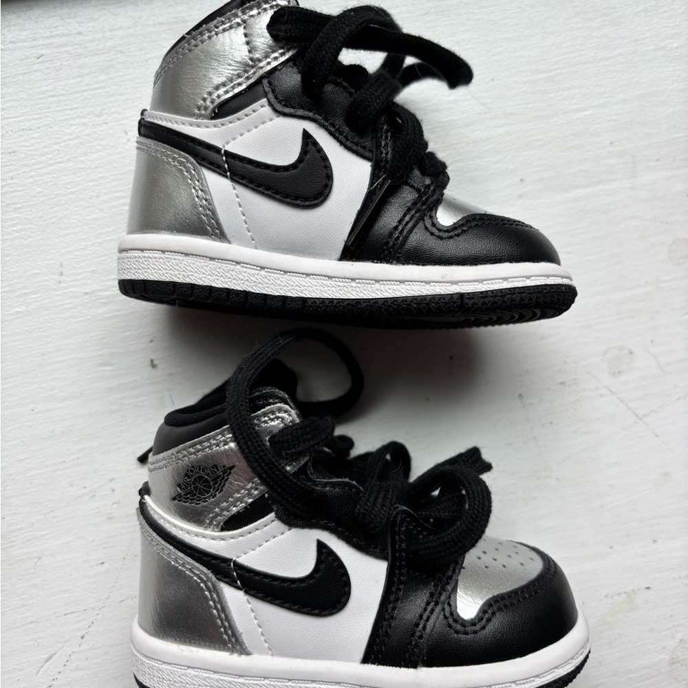 Nike Toddler Jordan 1 High OG Td Silver Toe, Black/Black/Metallic Silver